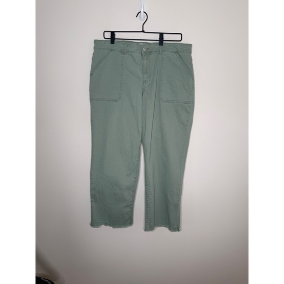 LOGO by Lori Goldstein Women's 16P Boyfriend Frayed Hem Jeans Sage Green‎ - Picture 1 of 8